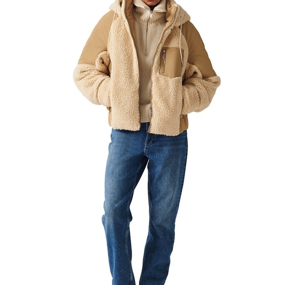 Ba&sh Eva Beige Sherpa Fluffy Coat - Picture 3 of 6